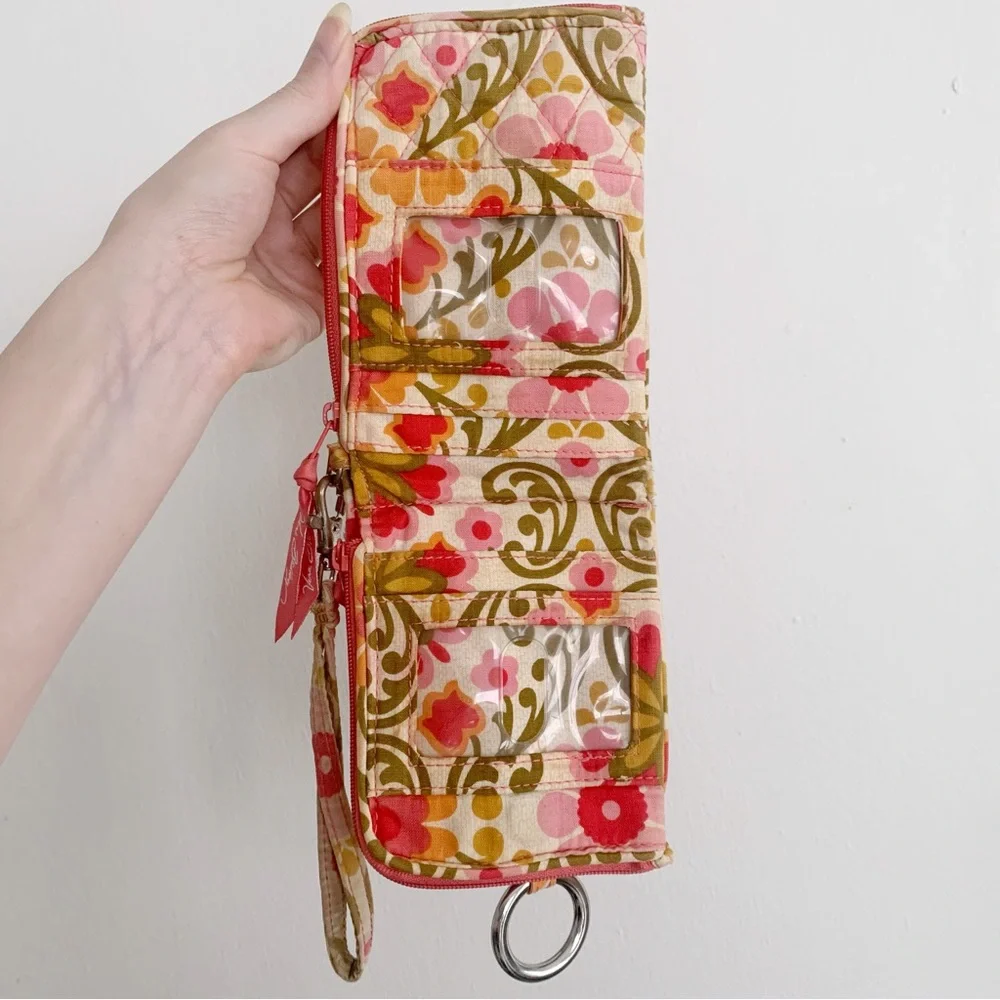 Vera Bradley Folkloric print pink orange olive wristlet wallet Y2K cottagecore - Picture 4 of 4